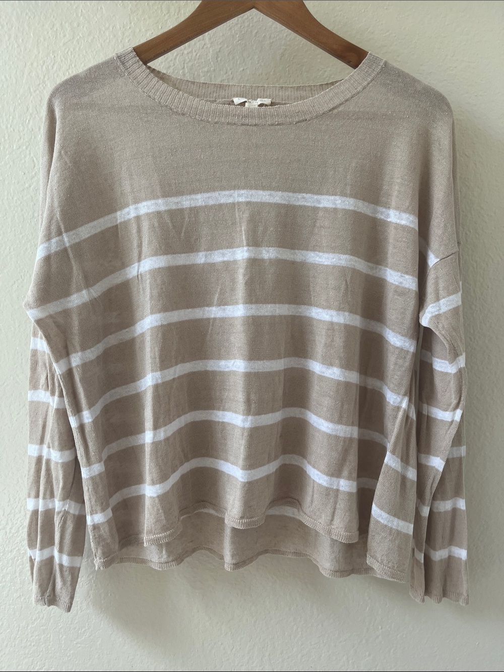 Eileen Fisher crop top linen striped pattern size large